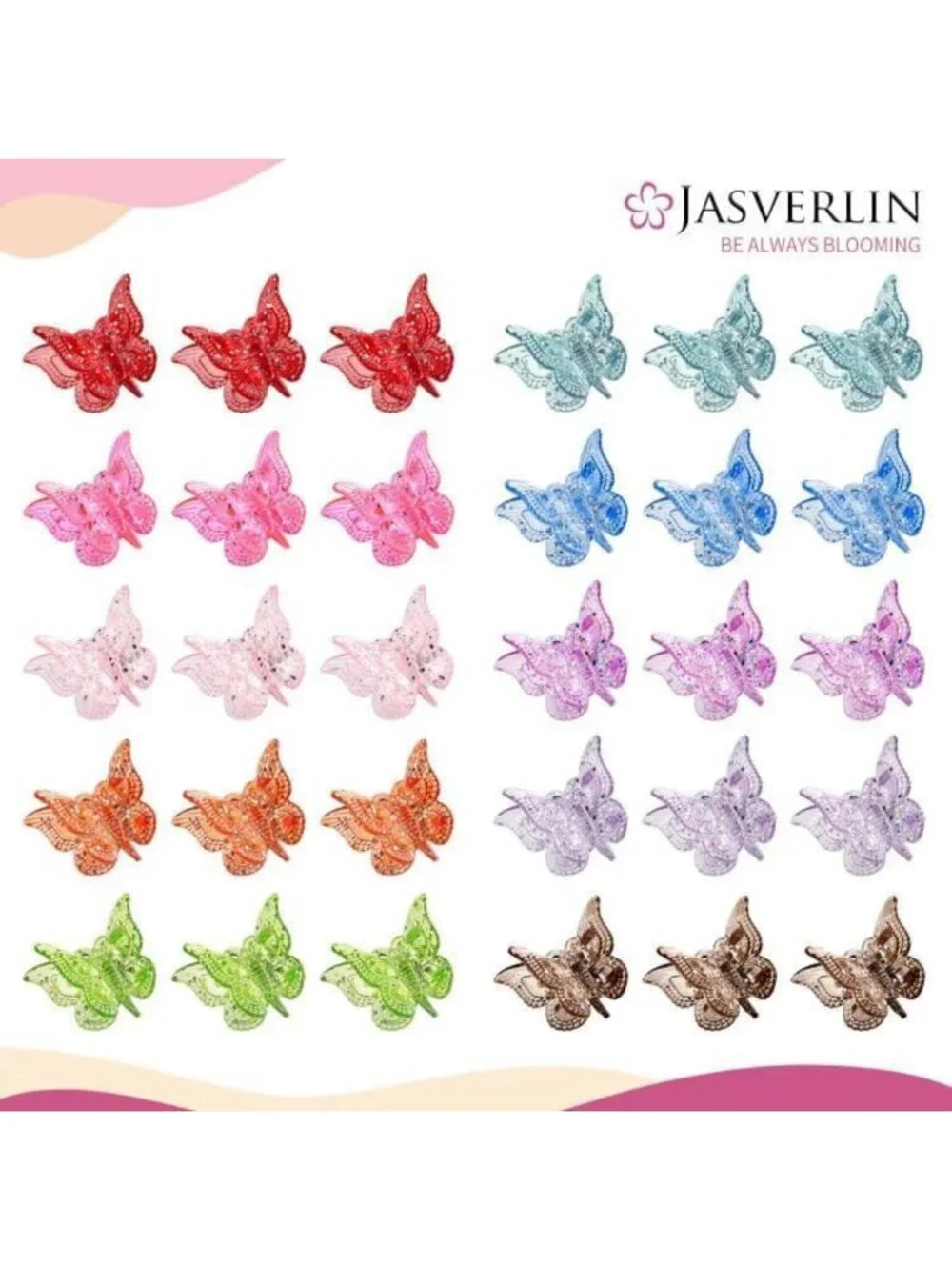 Glitter Butterfly Hair Claw Clips - Y2K Hair Accessories Set of 50 Pcs
